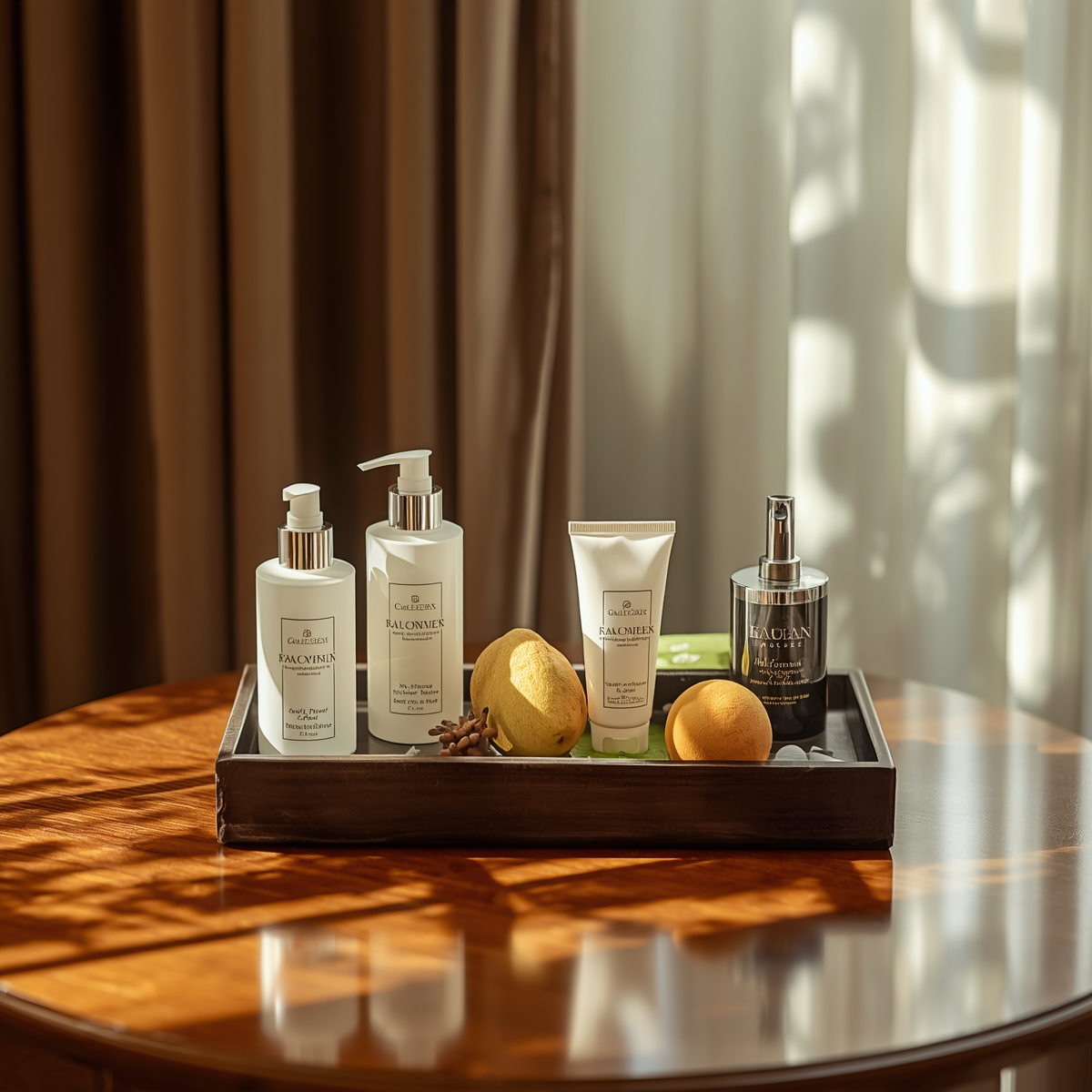 Hotel welcome pack with amenities, towels and welcome gifts arranged on a bed