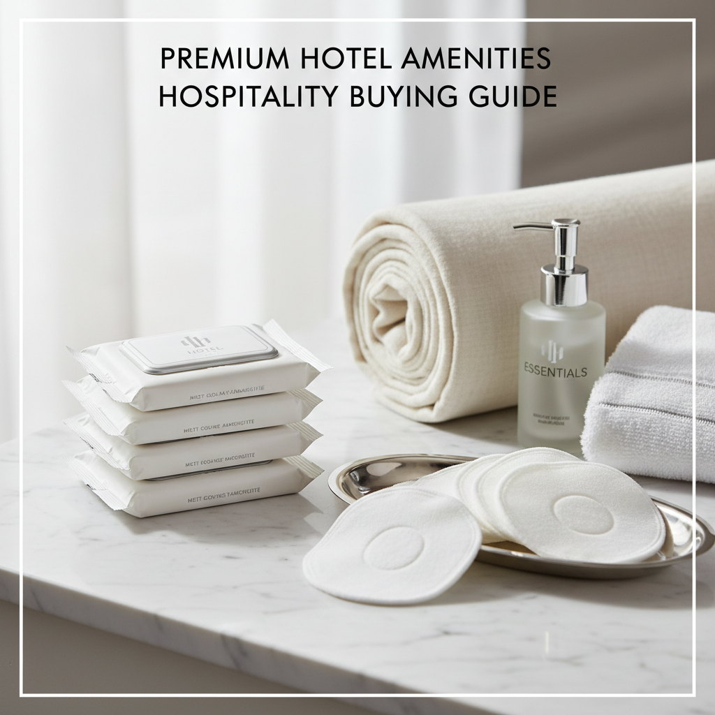 Feuchttücher für Hotels im Einzelsachet präsentiert neben der Gästeausstattung im Badezimmer eines Hotelzimmers