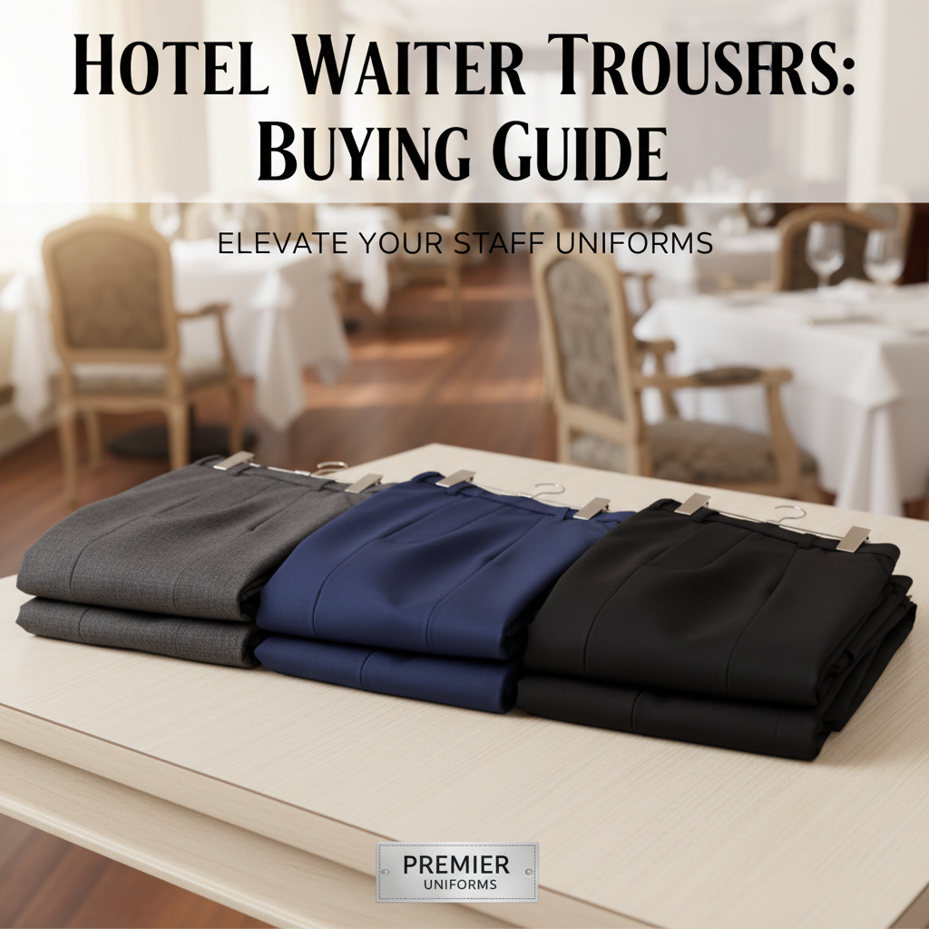 Typen von Kellnerhosen für die Hotellerie und Gastronomie: klassischer gerader Schnitt, Chino-Köperhose und technische Slim-Hose mit Elasthan