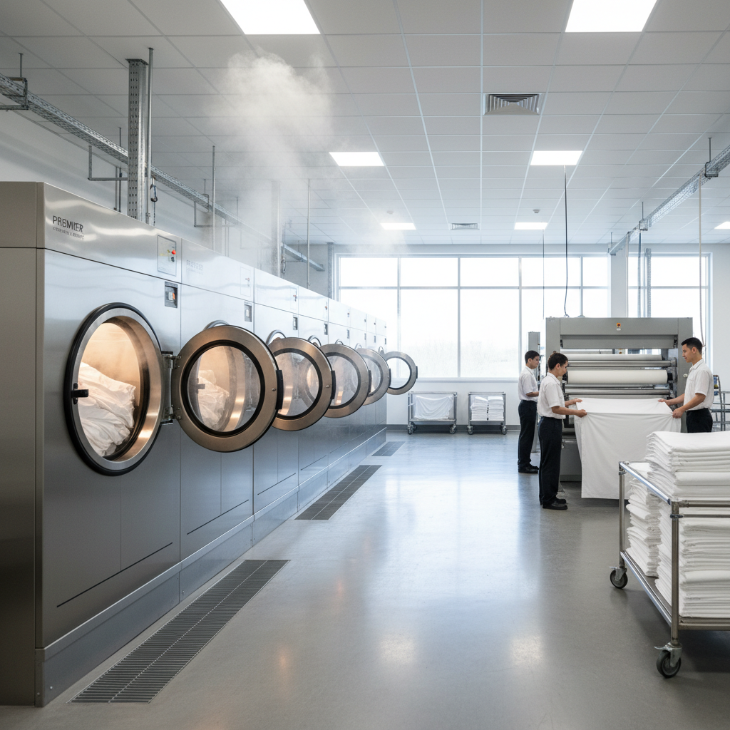 Lavar sábanas hoteleras en lavandería industrial