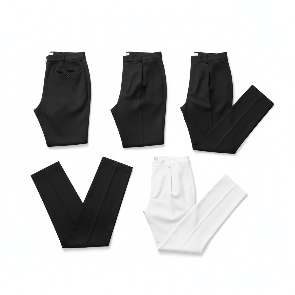 Dettaglio del tessuto dei pantaloni da cameriere in misto poliestere-viscosa con elastan: caduta impeccabile e libertà di movimento nel turno lungo