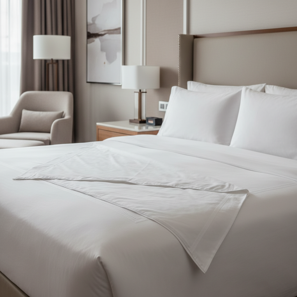 Protège-oreiller imperméable pour hôtel sur oreiller de lit hôtelier avec taie blanche parfaitement mise