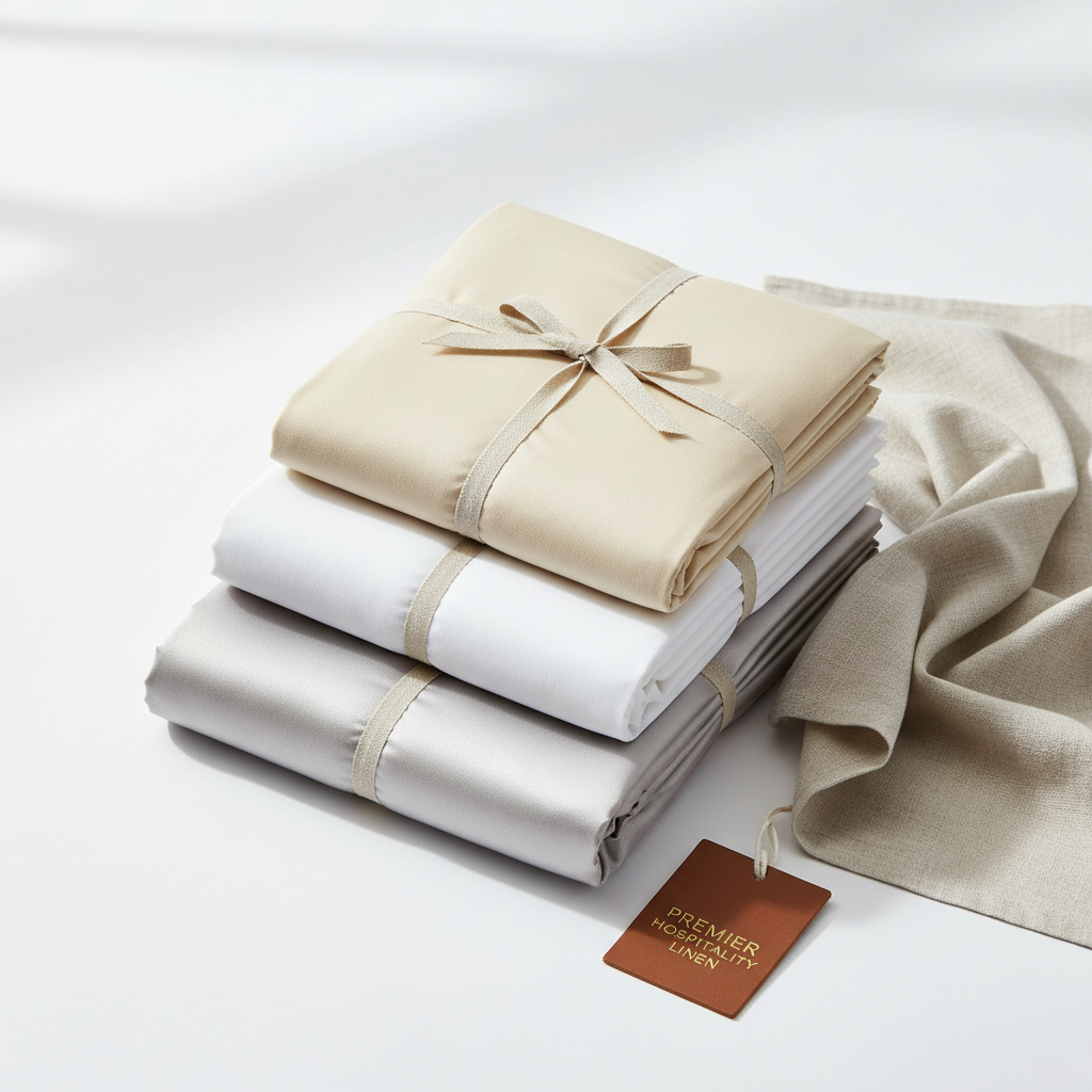 Draps blancs en coton peigné haute durabilité sur lit d'hôtel avec finition impeccable après lavage industriel