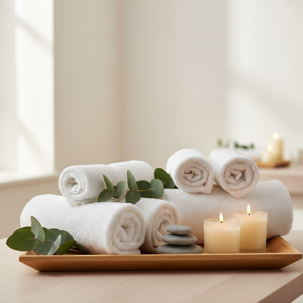  Détail du tissu de serviette spa en coton égyptien de 600 g/m² pour hôtel de luxe avec bouclette dense et finition douce