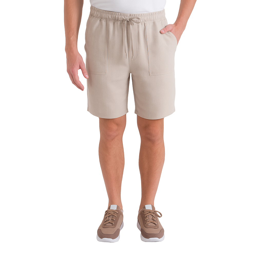 Bermuda unisex beige para uniformes de hotel con cordón ajustable