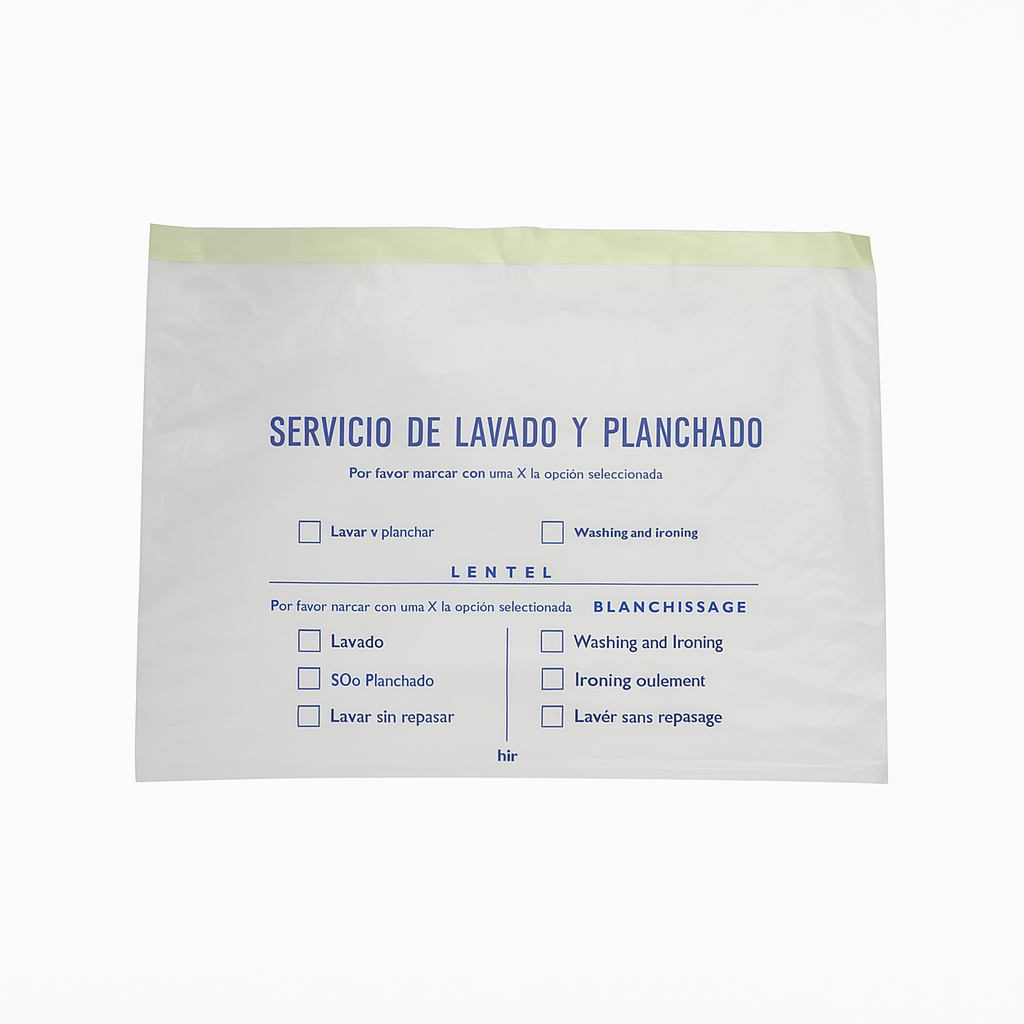 Bolsa para lavandería con autocierre, ideal para hoteles.