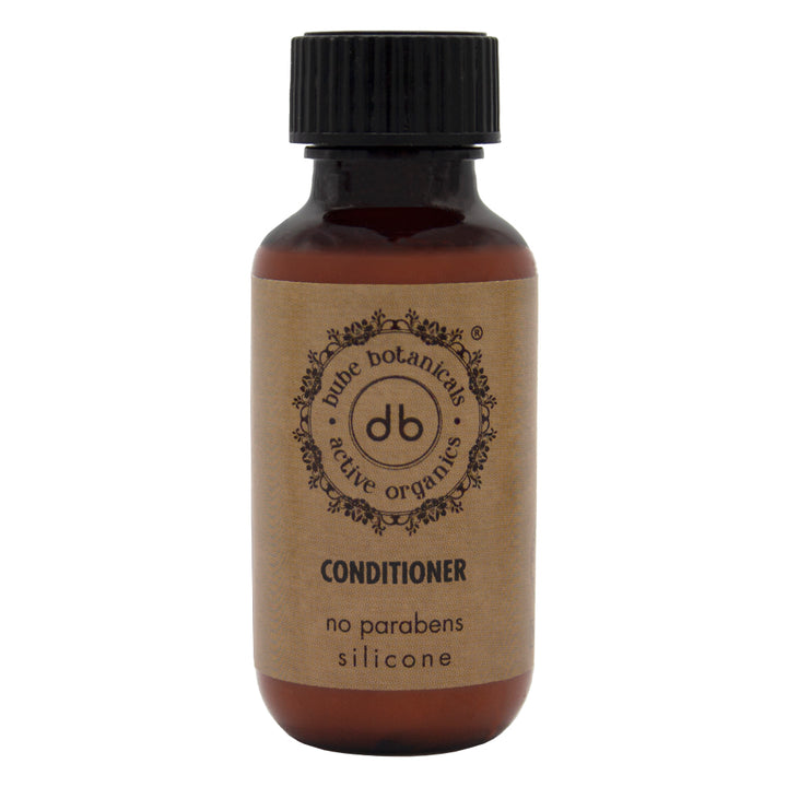 Flacone da 35 ml di balsamo per capelli Bube con tappo a vite, prodotto in Spagna con materiale RPET riciclato e certificato vegano