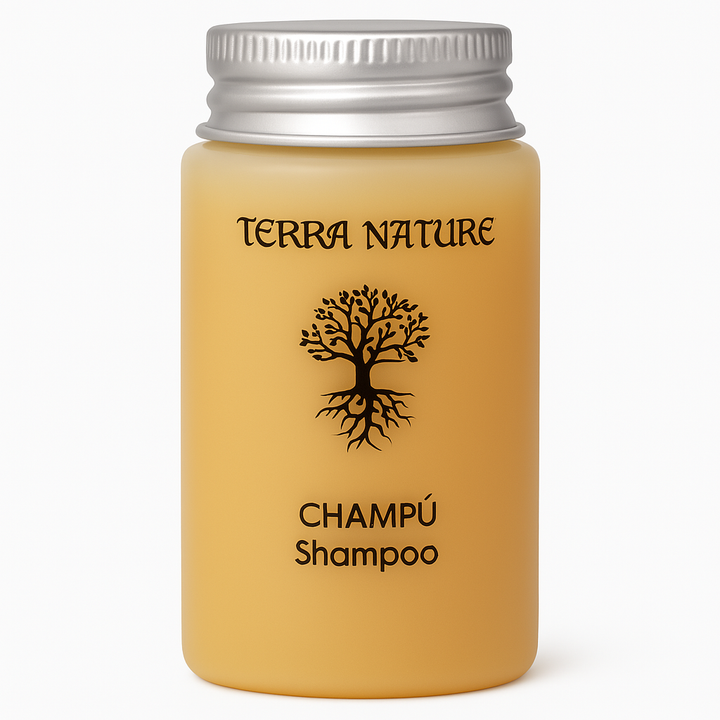 Terra Nature 30ml Hotel-Shampoo-Flasche im Einzelformat, ideal für Annehmlichkeiten und Großeinkauf.