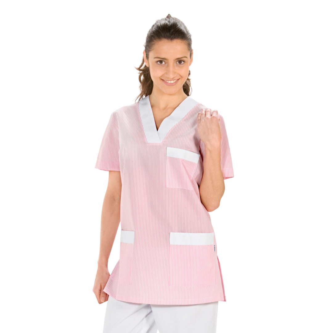 Chaqueta pijama rosa para uniformes de limpieza de hotel