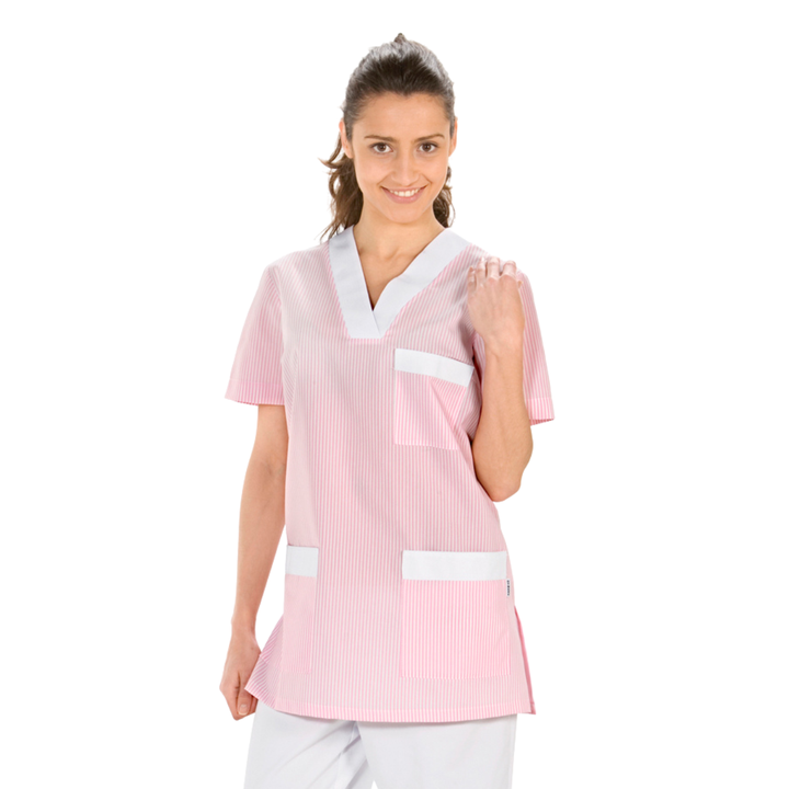 Chaqueta pijama rosa para uniformes de limpieza de hotel