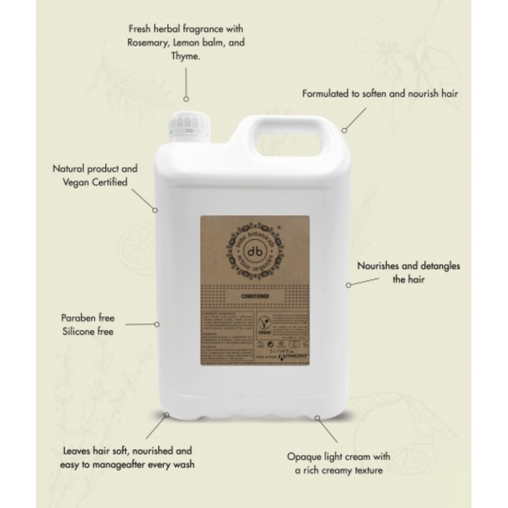 Ricarica di balsamo per capelli Bube in flacone da 5 litri, vegano e prodotto in Spagna, compatibile con i dosatori a muro per hotel e il settore HORECA