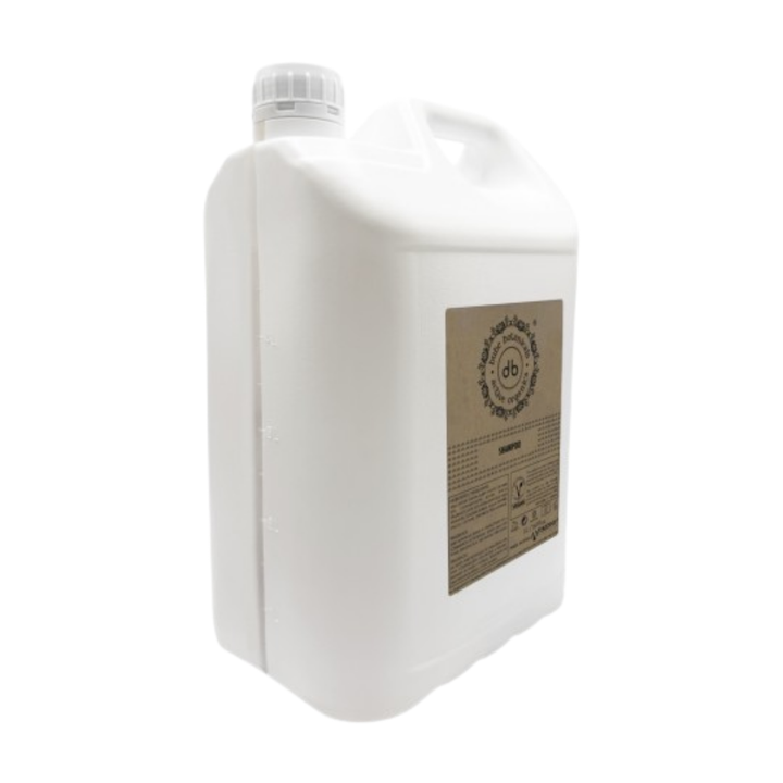 Flacone Bube da 5 litri di shampoo per capelli, per la ricarica di dosatori per il settore alberghiero, con formula vegana certificata e produzione spagnola
