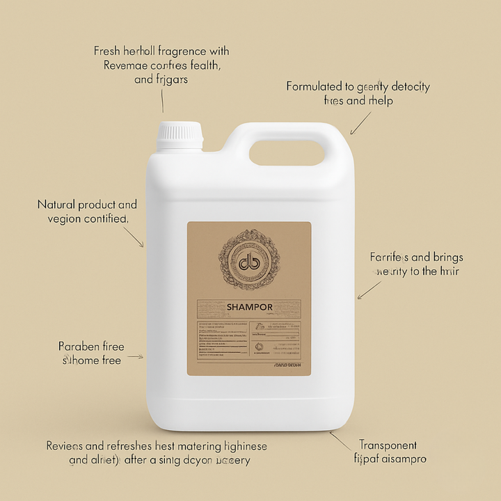 Ricarica di shampoo per capelli Bube in flacone da 5 litri, vegano e prodotto in Spagna, compatibile con i dosatori da parete per hotel e il settore HORECA