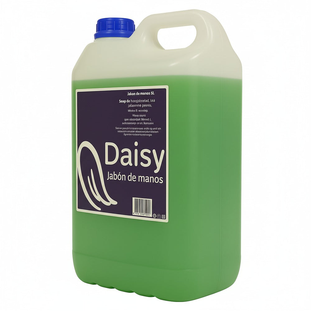 Jabón de hotel en garrafa de 5L, práctico para alojamientos turísticos y hostelería.
