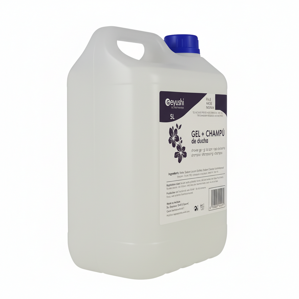 garrafa de gel y champú al por mayor para alojamientos turisticos. Colección de amenities de baño.