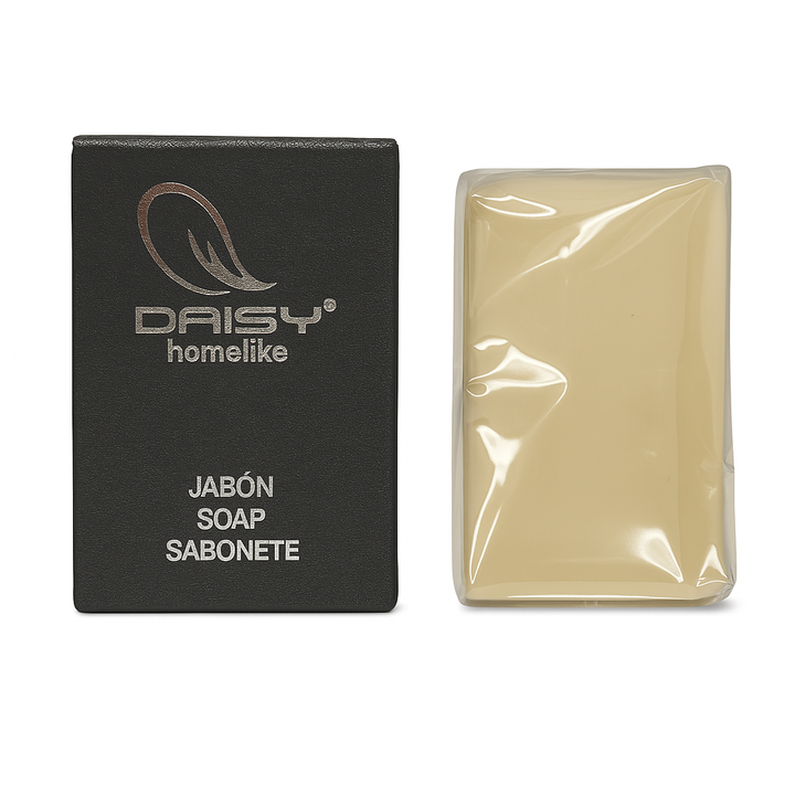 Jabón pequeño para hotel en packaging de cartón