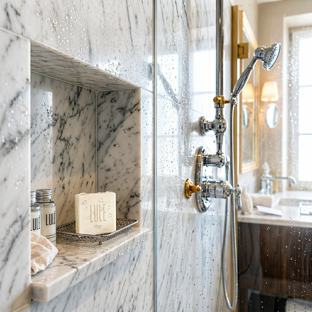 Saponetta solida Lule da 15 g con logo stampato e carta da imballaggio, confezione premium per hotel boutique e strutture HORECA