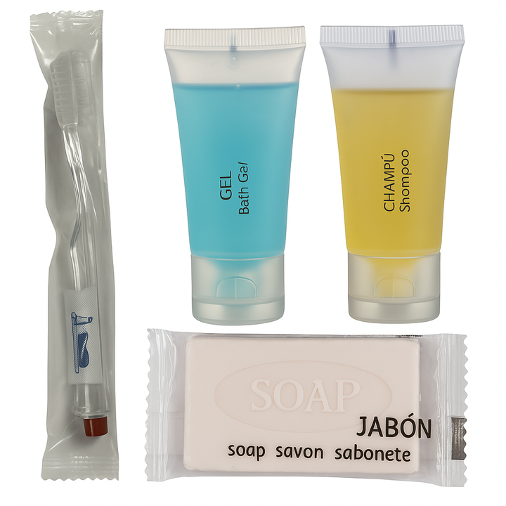 Kits de bienvenida para apartamentos turísticos en elegante bolsa kraft