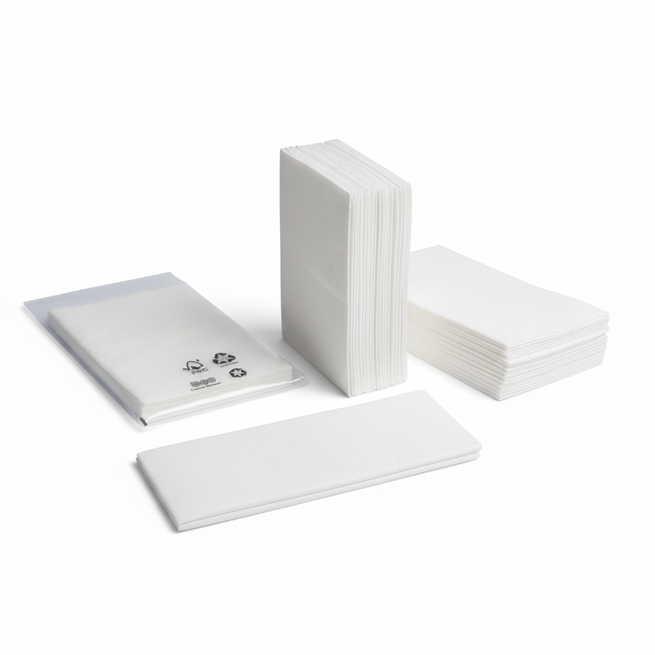 Pañuelos descartables para hoteles y apartamentos turísticos. Paquetes de 5 unidades.