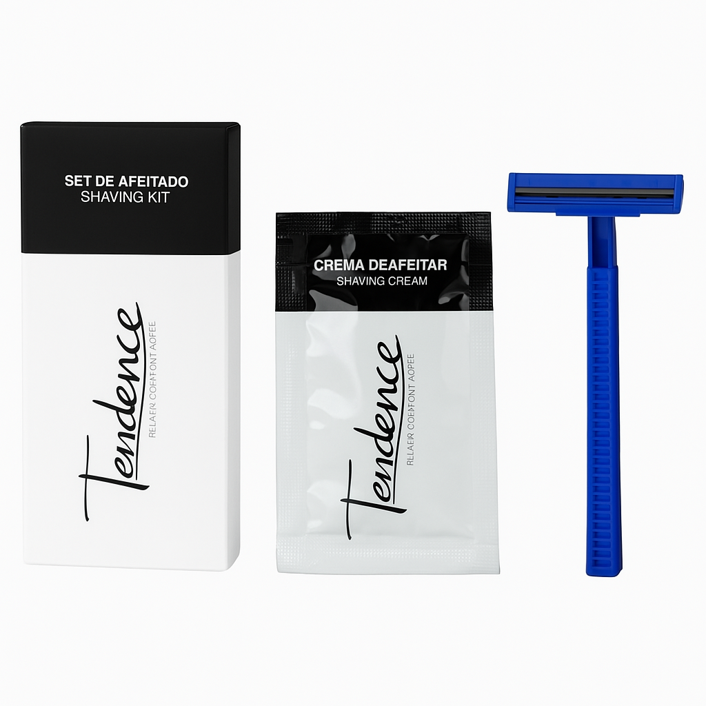 Pack de Afeitar Hotel con máquina y crema en caja de cartón para hoteles