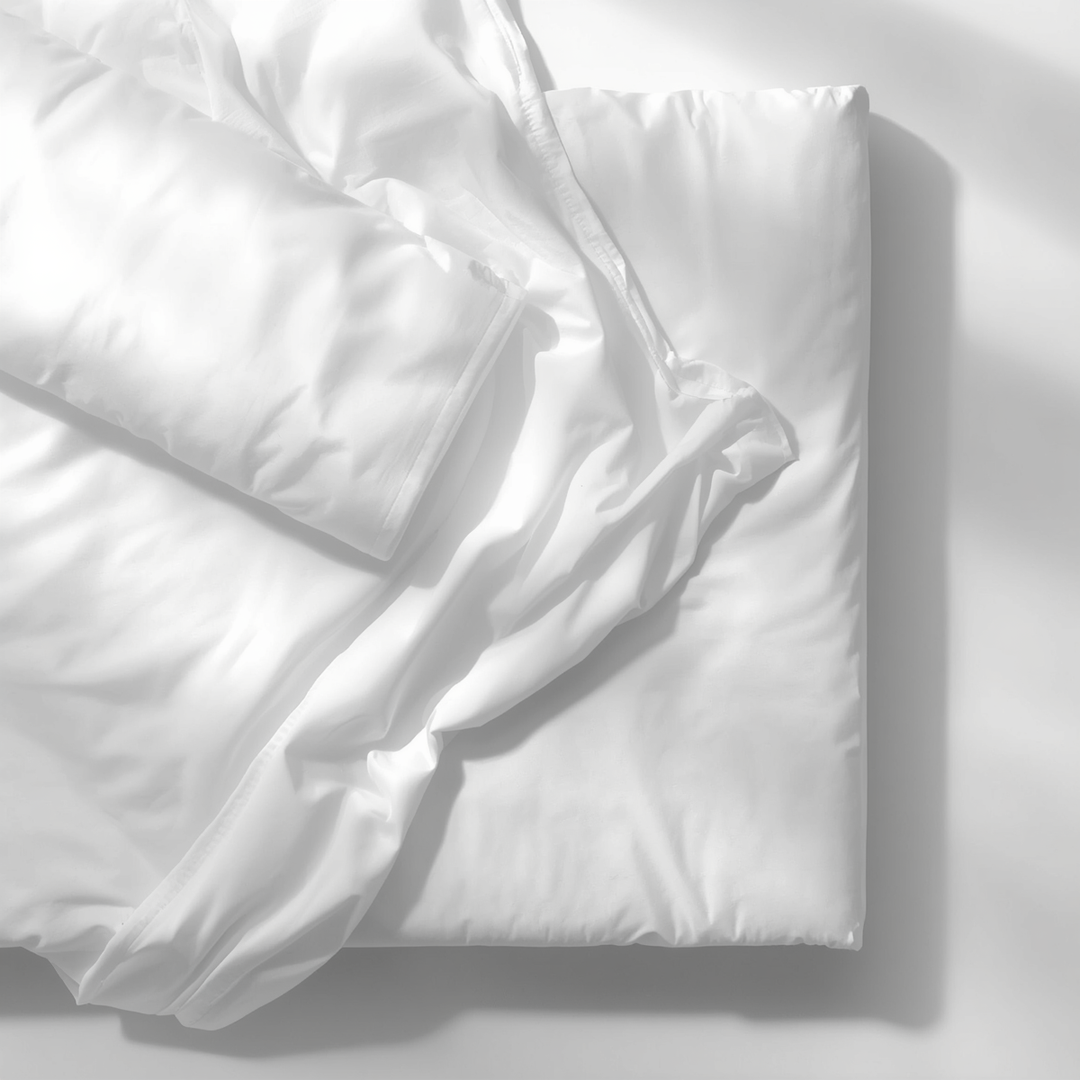 White 144-thread-count 100% cotton fitted sheet with elasticated edges, suitable for mattresses up to 30 cm thick, available in 7 bed sizes from 90 to 200 cm, for hotels, hostels, and bed-and-breakfasts