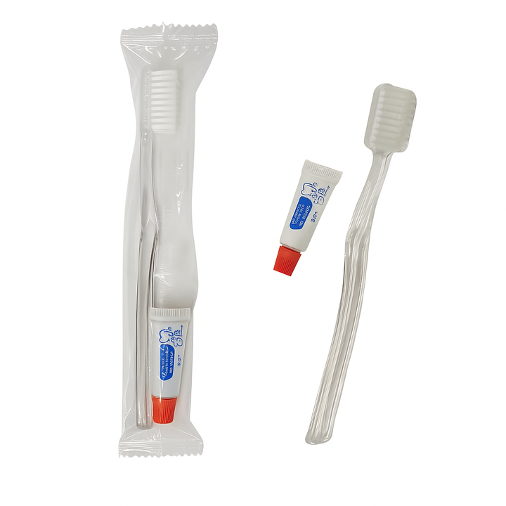 Set Dental Celofán kit dental para hoteles con cepillo descartable y pasta dental