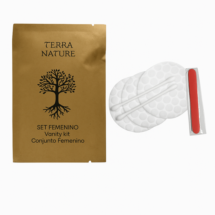 Set Femenino Terra kit femenino para hoteles con discos, bastones y lima