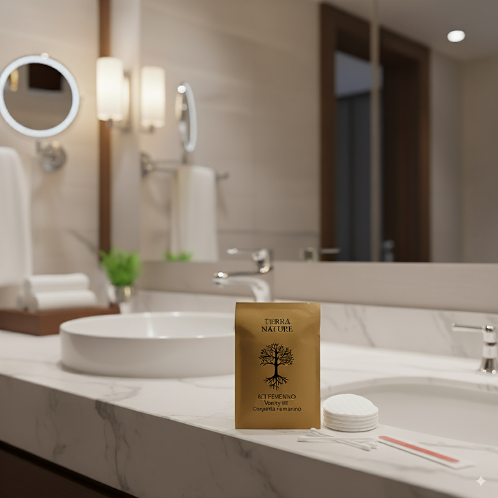 Kit de mujeres al por mayor incluye 3 discos, 3 bastones y 1 lima, presentados en papel kraft 100% reciclado con certificado FSC