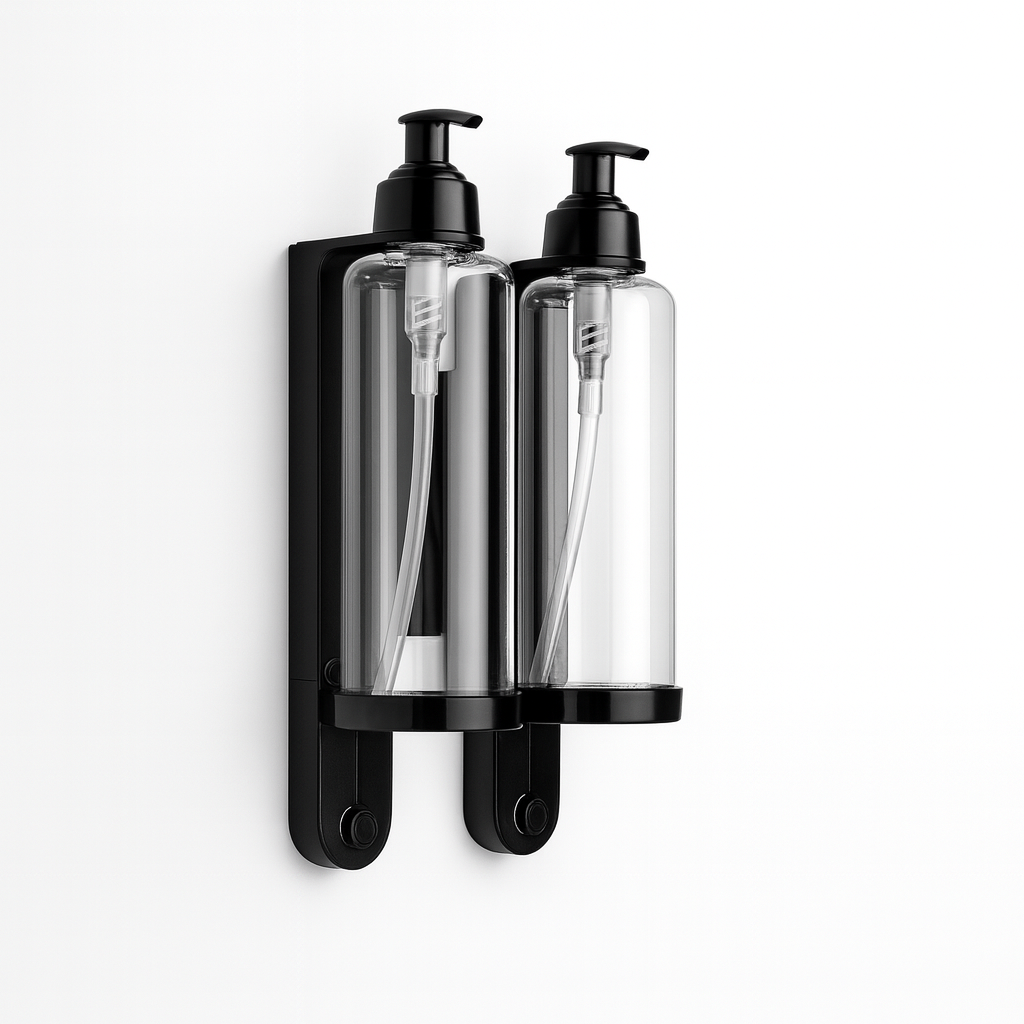 Support mural double pour distributeur de salle de bain