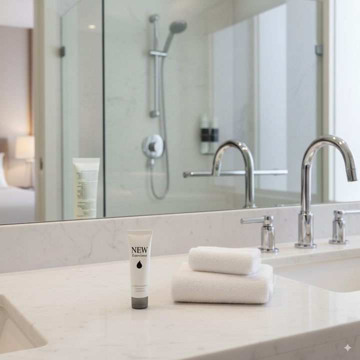 Envase en tubo de acondicionador de hotel Nex, perfecto para amenities de baño.