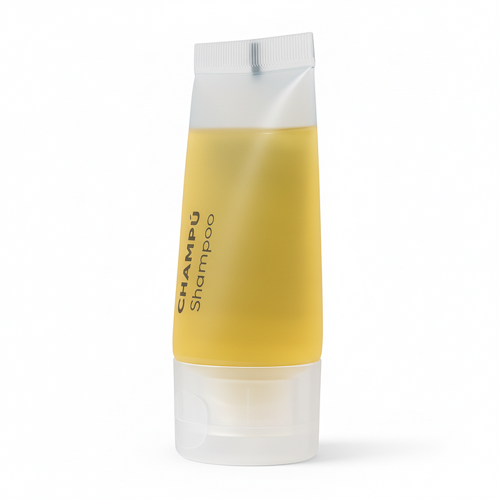 Tube de shampoing pour hôtels et appartements touristiques.