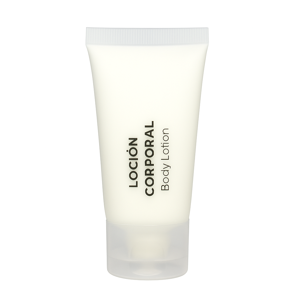 Tubo de loción corporal Lux 20 ml para hoteles.