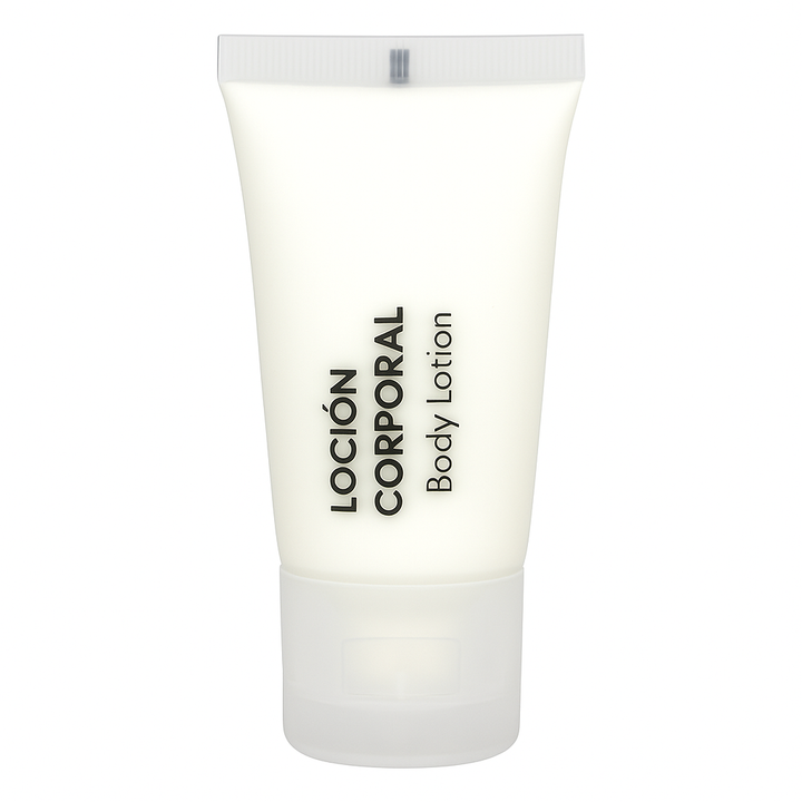 Tubo de loción corporal Lux 30 ml para hoteles.