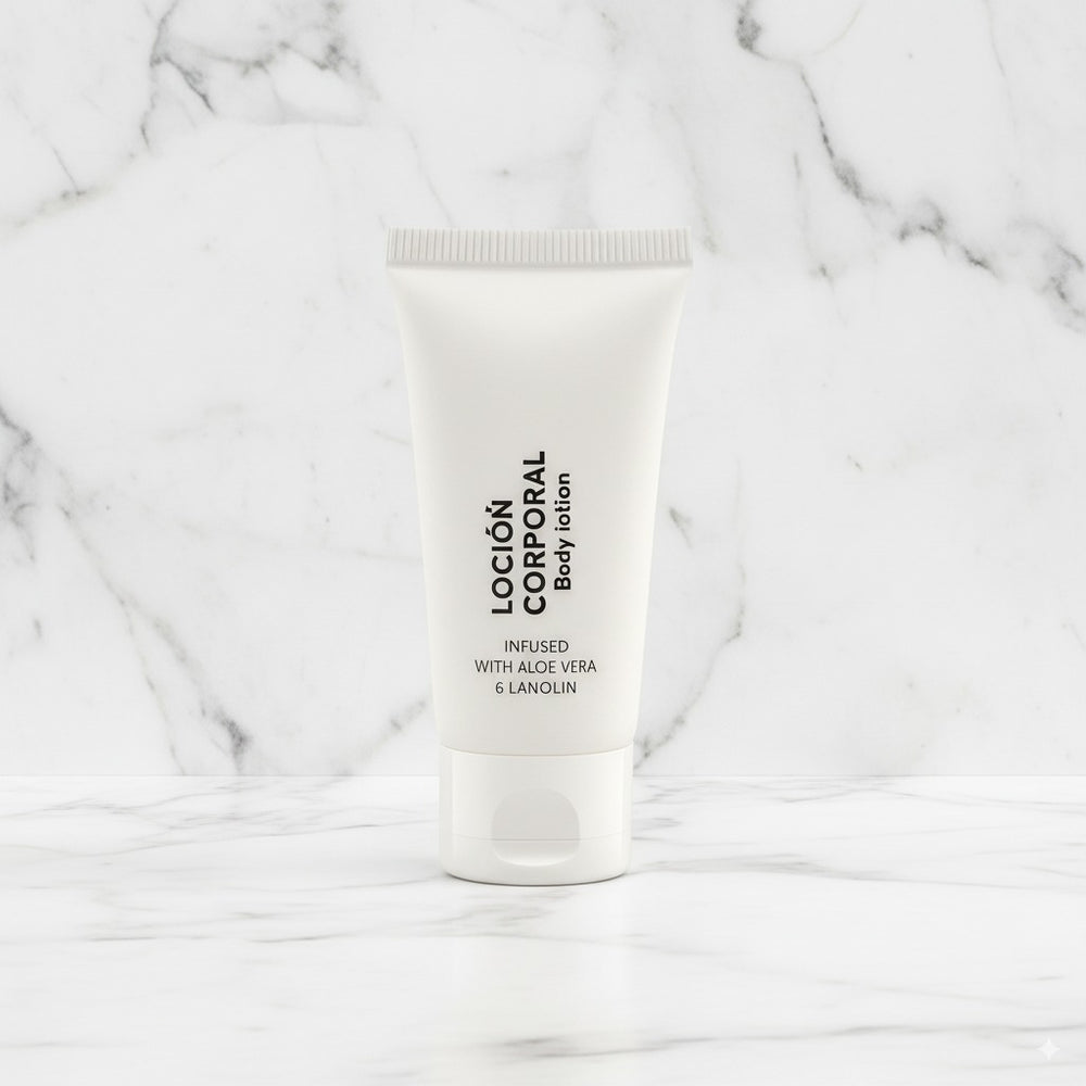 Envase individual de loción corporal para hotel, fórmula con aloe vera.