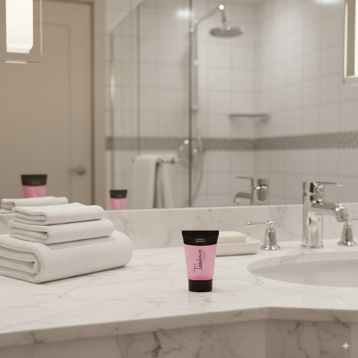 Shampooing en gros en tube de 30 ml, idéal pour les hôtels et les hébergements.