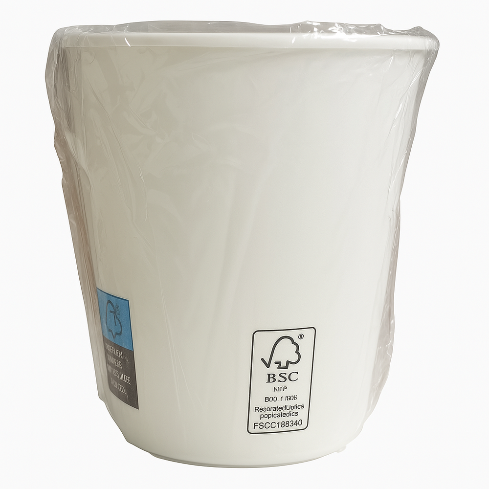 Vaso blanco de cartón de 280 cc, ecológico y práctico para uso en hoteles y restaurantes