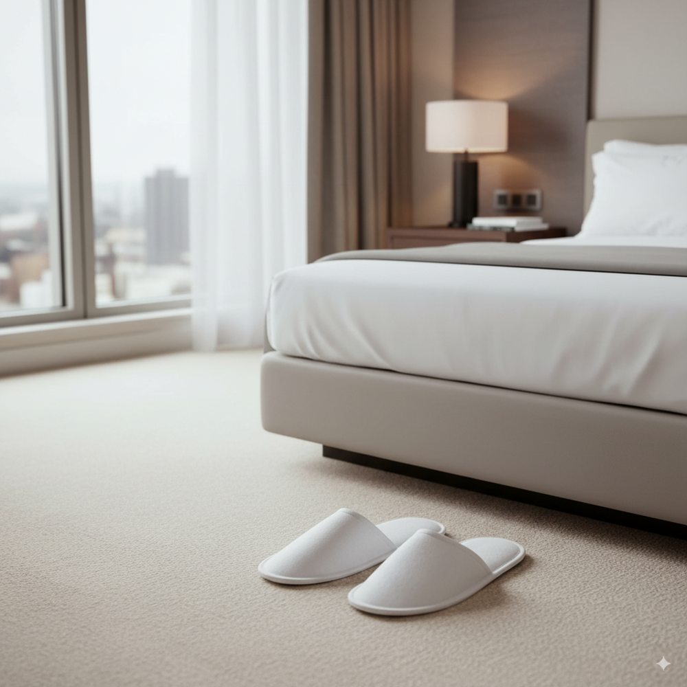 Zapatillas para hoteles cerradas color blanco material no tejido