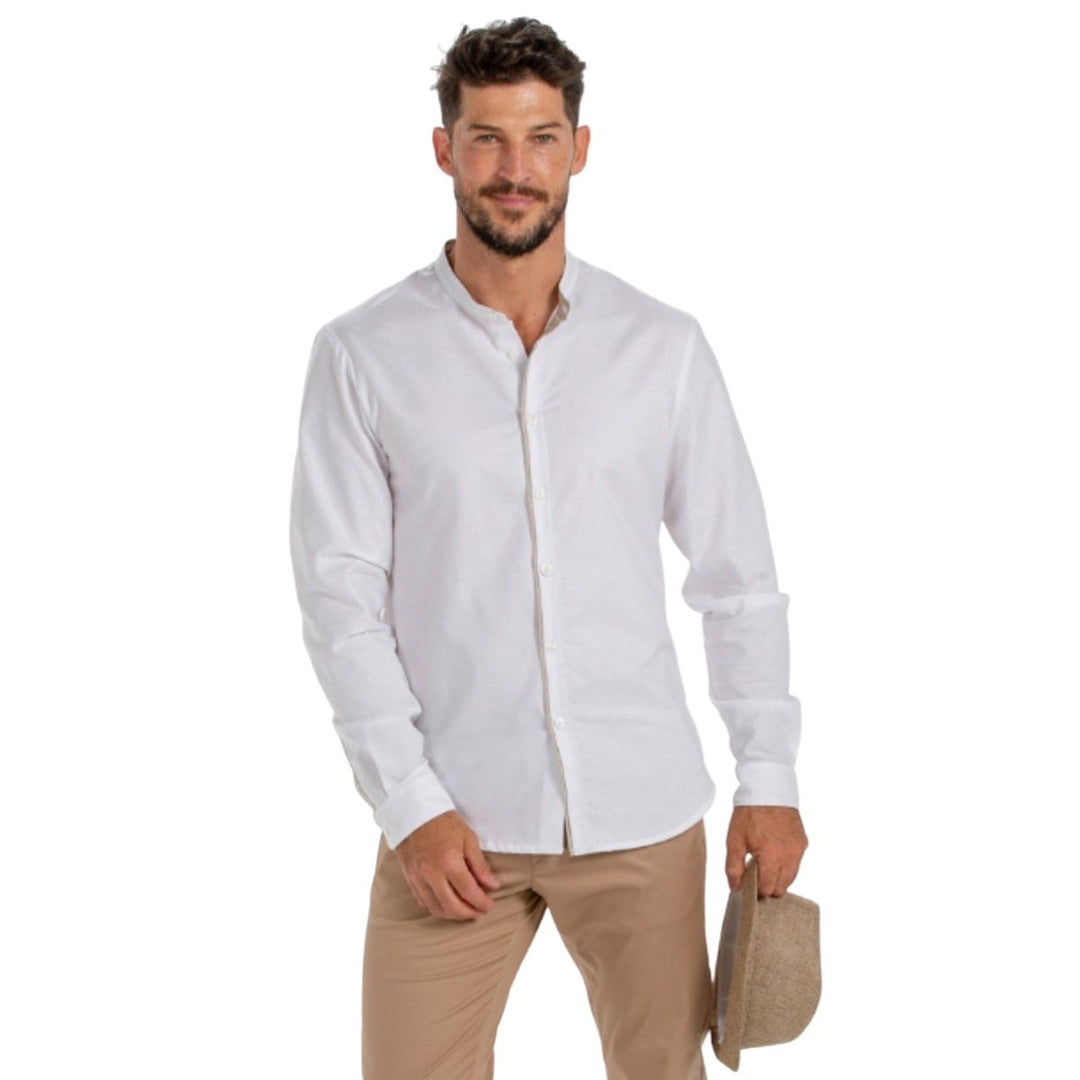 Camisa Caballero Blanca Cuello Mao - Pink Ant SL