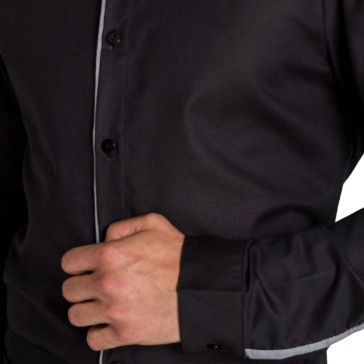 Chaqueta para camarero elegante en color negro con detalles grises