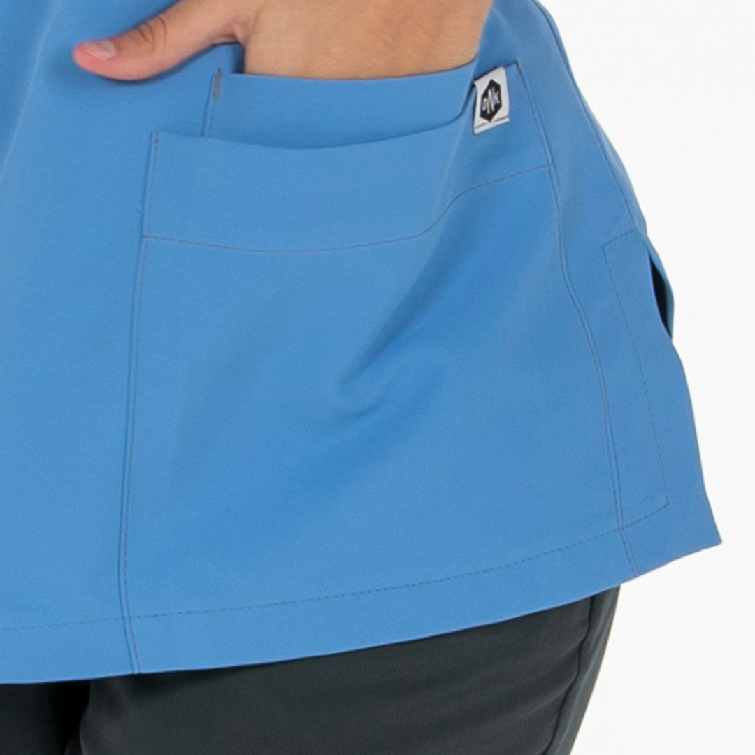 Blouse de travail en microfibre bleue