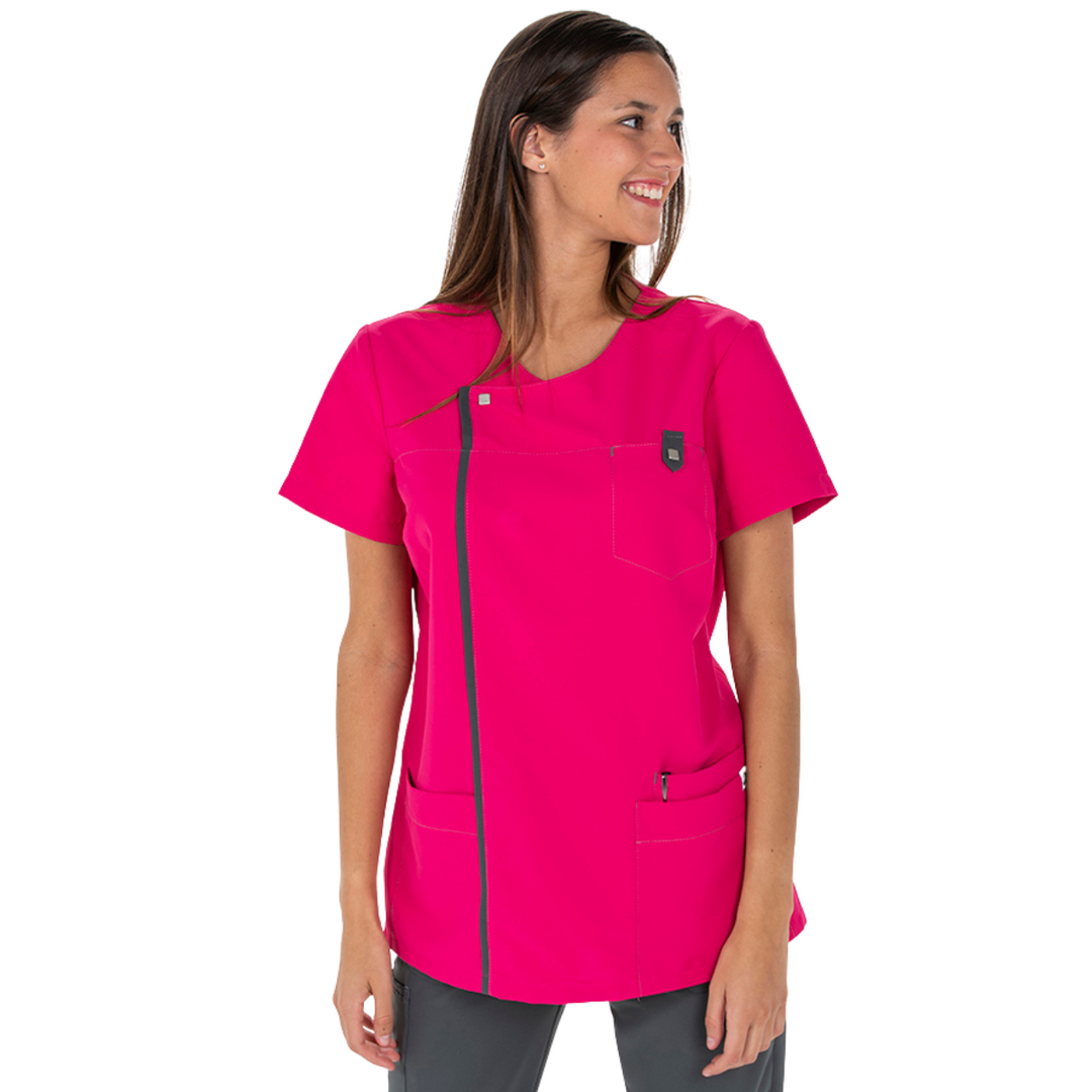 Women's fuchsia jacket, ideal for spa uniforms.