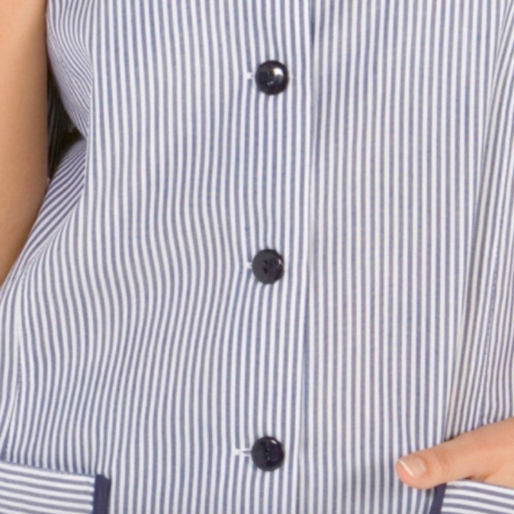 Semi-sheer blue jacket for hotel cleaning uniforms