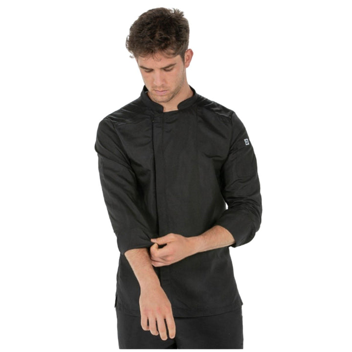 Chaqueta de cocinero original negra de microfibra para hombre