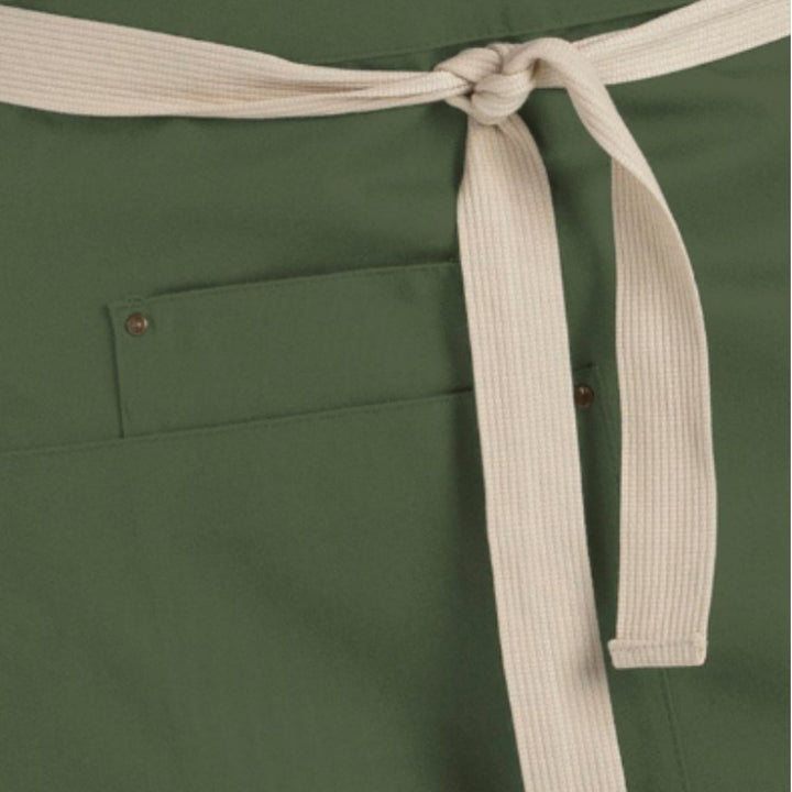 Delantal verde para hostelería con cinta beige