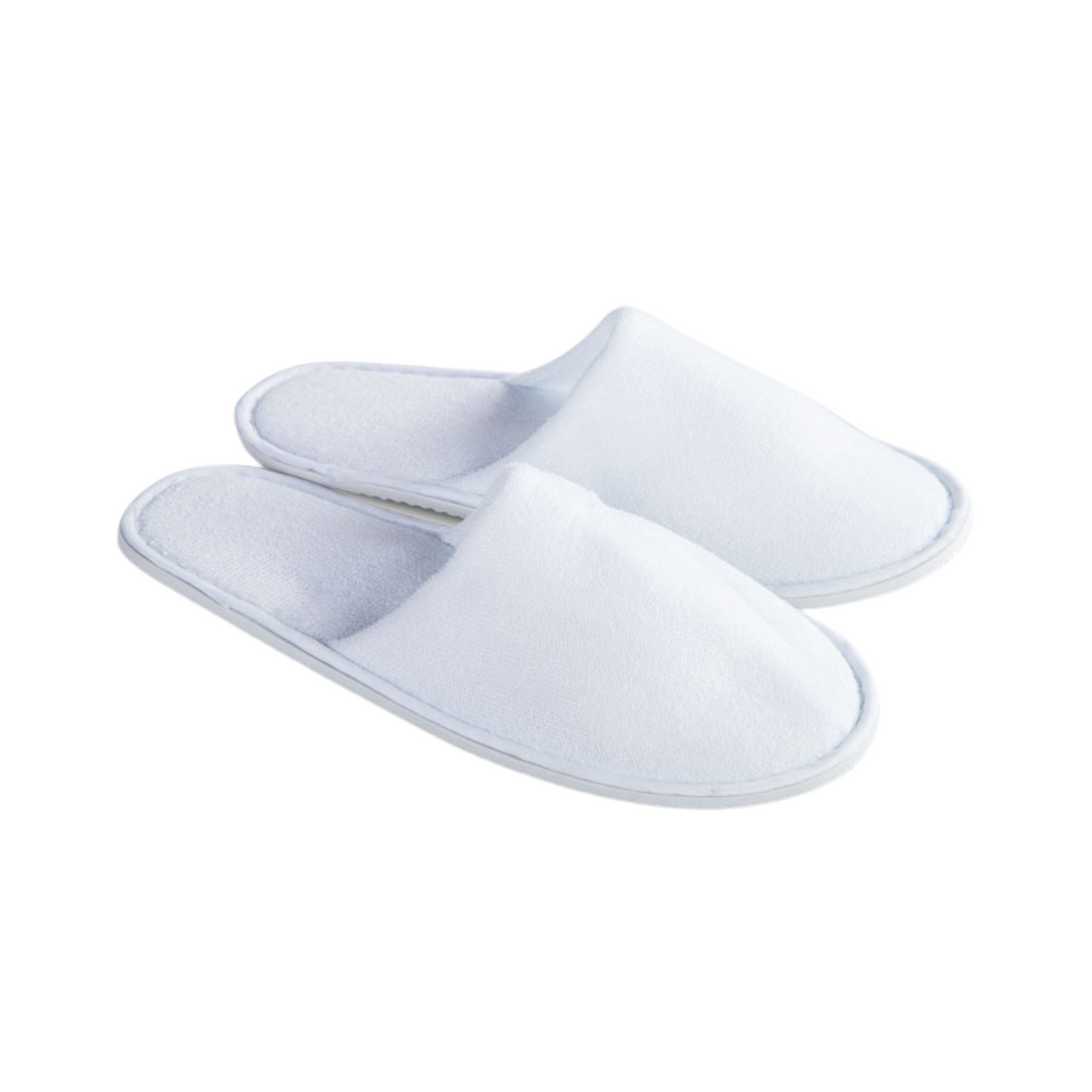 Zapatillas de hotel de rizo blancas al por mayor, talla única