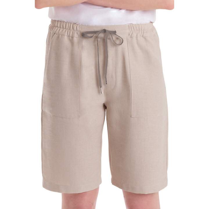 Professionelle beigefarbene Bermudashorts aus Leinen für Empfangsuniformen