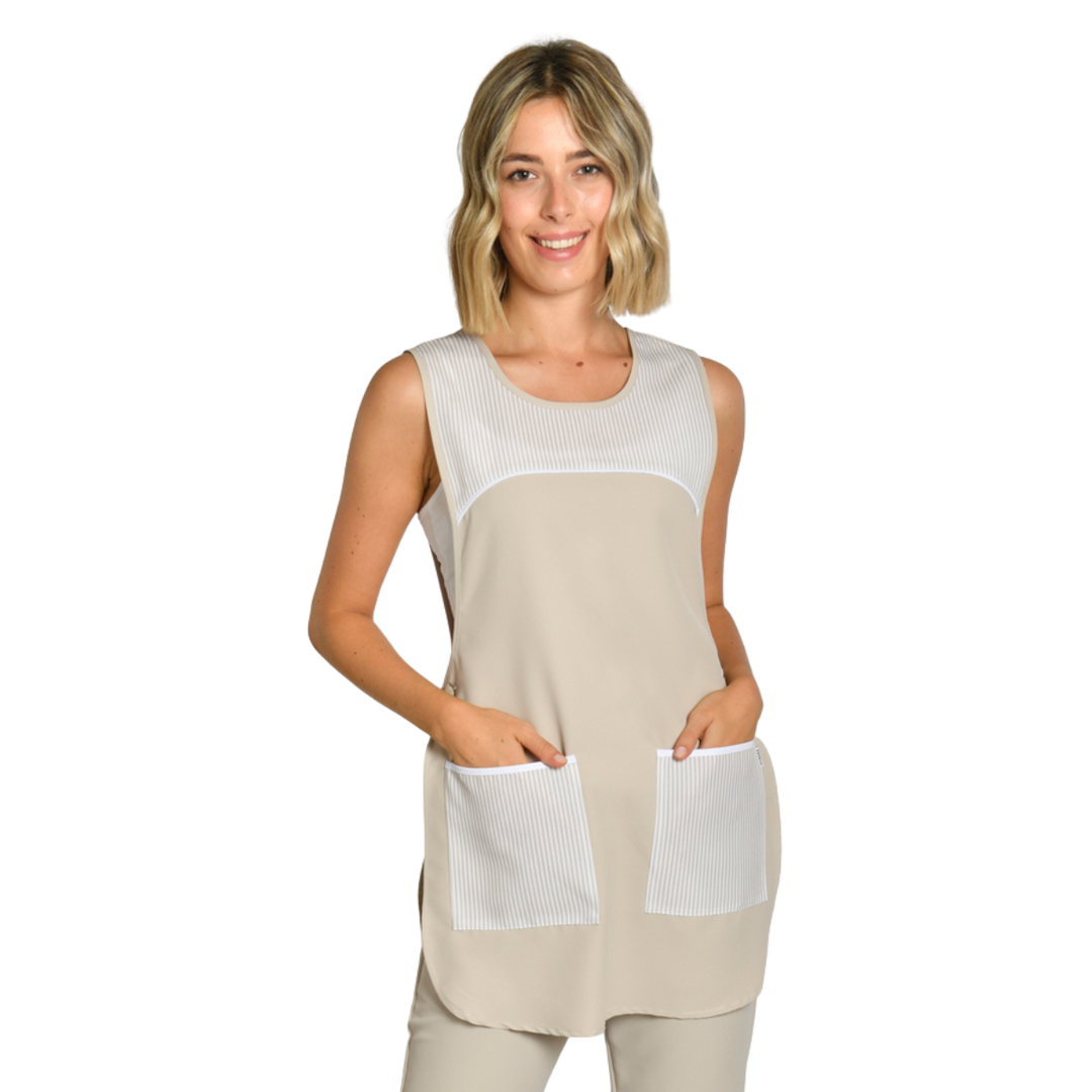 Beige gestreifte Mikrofaserstola für Hotelreinigungsuniformen