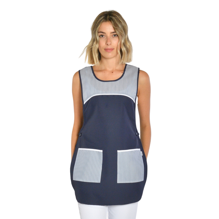 Mikrofaserstola marineblau gestreift für Hotelreinigungsuniformen