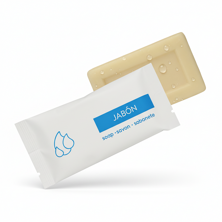 Jasmin-Toilettenseife für Hotels in der 10-Gramm-Packung.