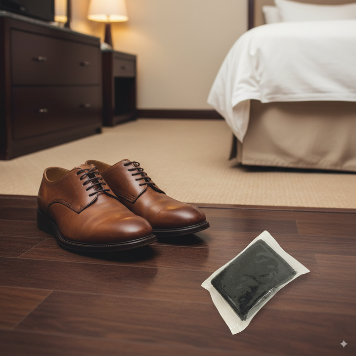 Hotel-Schuhcreme in transparenter Zellophanverpackung